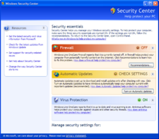 The Windows Security Center was introduced with Windows XP Service Pack 2.