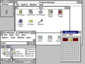 A typical Windows for Workgroups 3.11 desktop.